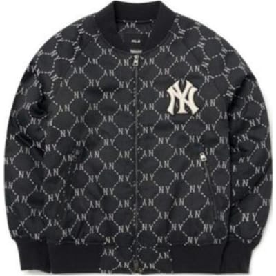 MLB SS22 All Over Print Rits V-hals Logo Casual Nep Twee Delig Jack Uniseks Jack Zwart 3AJPM0224-50BKS XS gray