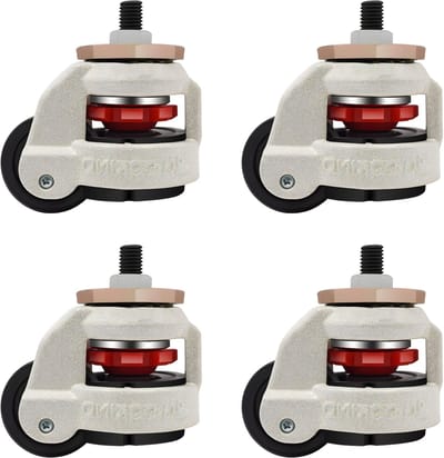 4 stuks Zware Zelfnivellerende Wielen – Voor Meubelapparatuur, Kar, Machine – Verstelbaar Nylon Staal – Zwart en Wit – 127 mm x 51 mm