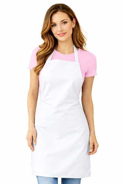 Budget - Basics - Horecaschort - Unisex Schort - Actieschort - Keukenschort - Catering - Kookschort - Halterschort - 65 x 90 cm - 100% katoen - wit