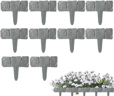 Kunststenen Borderrand - Tuinafscheiding - Tuin Ontwerpen - Graafvrij Systeem - 10 Stuks - Grijs