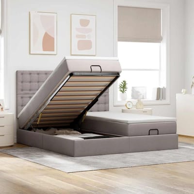 vidaXL - Ottoman - bed - met - matrassen - 180x200cm - stof - taupe