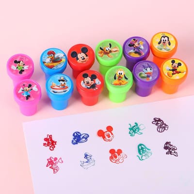12 stuks Disney Mickey Stempel Feestartikelen Mickey Minnie Stempel Verjaardag Uitdeelcadeau Souvenir Cartoon Stempel Feestartikelen 12pcs