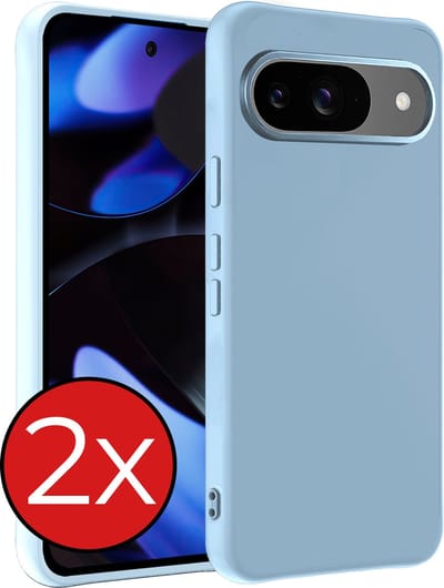 Hoesje - 2 Stuks - Geschikt voor Google Pixel 9 - Sterk & Shockproof - Telefoonhoes - Back Cover - Case Siliconen - Telefoon Hoes - Lichtblauw