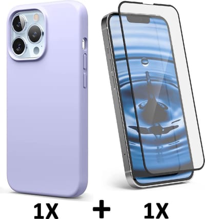 HB Hoesje Geschikt voor Apple iPhone 13 Pro - Paars / Volledige Glazen Screenprotector - Siliconen Back Cover