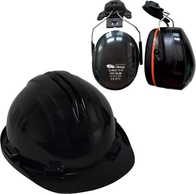 Bouwhelm RS5 met Oorkappen - Zwart - Veiligheidshelm voor volwassenen - Oorkappen helm - Gehoorbescherming