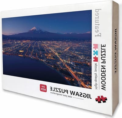 Berg Fuji Houten puzzels, 75 x 50 cm, nachtzicht, jigsaw puzzels, 1000 stukjes voor volwassenen, met doos, een uitdagend puzzelspel, kleurrijk legspel, cadeau, voor alle leeftijden, 6-3440