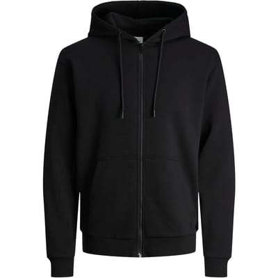 JACK & JONES Bradley sweat zip hood regular fit - heren sweatvest katoenmengsel met capuchon - zwart