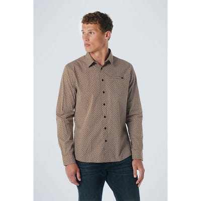 No Excess Shirt Stretch Allover Printed Caramel Größe: M | Casual hemden Outlet | Herren | Braun