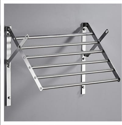 Wandgemonteerd Droogrek - Vouwbaar Airer - Ruimte Besparen - Roestvrij Staal - 40cm - Zilver