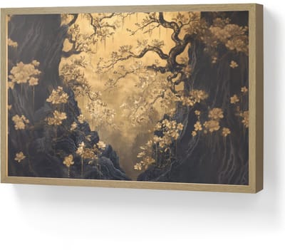 Wandlamp 60x40 cm - Oplaadbaar - Bloemen - Takken - Goud - Sierlijk - Wandlampen binnen woonkamer - Slaapkamer lamp - Decoratieve nachtlamp - Vloerlamp draadloos