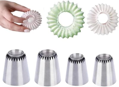 KZQ 4-Delig Set Roestvrijstalen Spuitmondjes Groot En Klein Voor Decoratie - Professionele Taart Cupcake En Koekjesversieringen Met Verschillende Mondstukken, Bakkerij Accessoires Voor Creatieve Desserts
