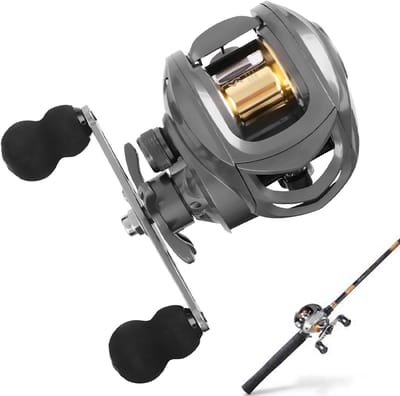 Vismolen - Linkerhand - 10kg Remkracht - Hendel Links - Baitrunner - Visrol - Vrijloopmolen - Spinmolen - Hengelmolen - Gladde Visserij Reel - Voor Zoet- en Zoutwater - Bait Cast Reel Combo voor Starters Visgerei