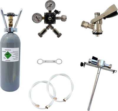 Accessoirepakket voor biertap - met CO2 Fles 2,0 kg, met Fustkoppeling Type S en 5 L adapter