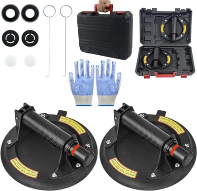 2 Pack 8" Zuignap Tegelheffer voor Glas en Marmer met Draagdoos, Krachtige Suction Cups voor Veilig Transport van Tegels en Glas