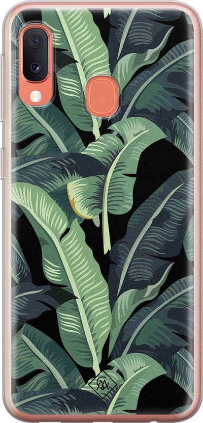 Casimoda® hoesje - Geschikt voor Samsung A20e - Palmbladeren Bali - Backcover - Siliconen/TPU - Blauw