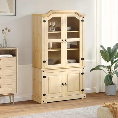 vidaXL - Vitrinekast - Corona - 103,5x42x180 - cm - massief - grenenhout