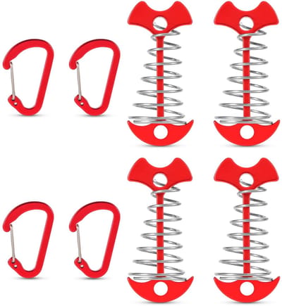 Dailygoods- Dekankerharingen 4 Stuks - Aluminiumlegering - Karabijnhaken - Tenttouwspanners - Visgraatankerharingen - Roestvrij staal - Tentpalen