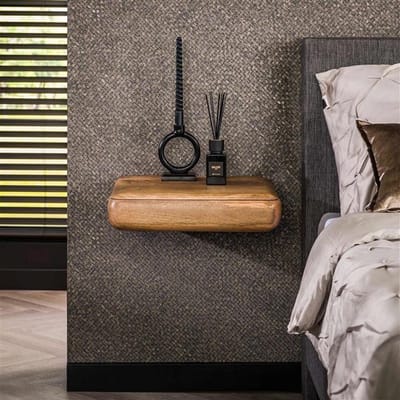 PS-Collection Sleek 1 Lade Nachtkastje - 45x35x10cm - Zandkleur - Mangohout - nachtkast, nachtkastje, nachtkastjes, nachtkastjes industrieel, nachtkastje hout, nachtkastjes modern, nachtkastje zwevend