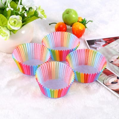 100 stuks Kleurrijke Cupcakevormpjes Cupcake Papier Bakvorm Muffinvormpjes Taartvorm pink