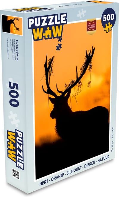 Puzzel Hert - Oranje - Silhouet - Dieren - Natuur - Legpuzzel - Puzzel 500 stukjes