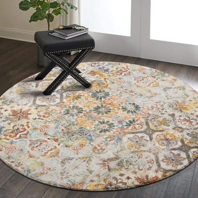 Marokkaans Trellis Wasbaar Groot Rond Tapijt Woonkamer Vloerkleden Vintage Slaapkamer Bank Salontafel Kinderen Antislip Vloermatten diameter 120