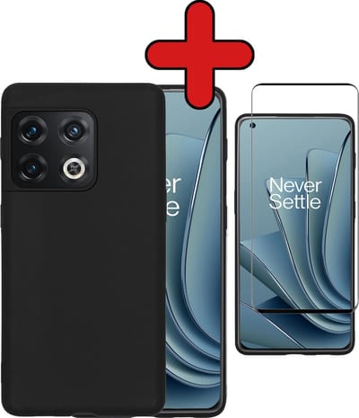 Hoesje - Met Screenprotector - Geschikt voor OnePlus 10 Pro - Sterk & Shockproof - Telefoon Hoes - Back Cover - Siliconen Case - Telefoonhoes - Zwart