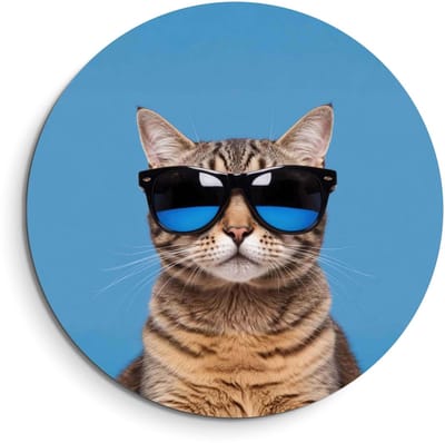 KitchenArt - Cool Cat Vibes – Muurcirkel Binnen - ø 40 cm - Wandcirkel - Mét Ophangsysteem - Wanddecoratie - Muurdecoratie