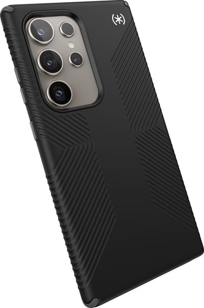 Speck hoesje geschikt voor Samsung Galaxy S24 Ultra - Ultieme Bescherming en Grip - Luxe Soft-touch Afwerking - Valbescherming gecertificeerd tot 4 meter - Microban Antibacterieel - Presidio2 Grip lijn - Zwart