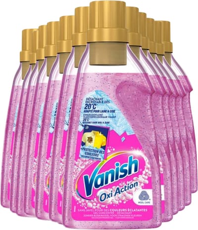 12 x Vanish Oxi Action - Vlekkenverwijderaar Gel - Voor Gekleurde Was - 30 Wasbeurten - Vlekkenverwijderaar - Wasverzachter - Wasbooster - Gekleurde Was - Wasmiddel