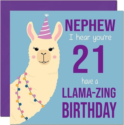 Grappige Lama Verjaardagskaart 21ste Verjaardag Neef of Nicht