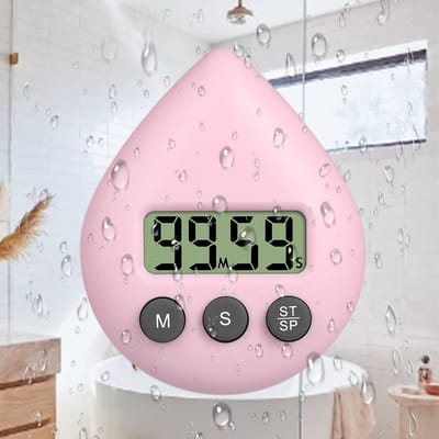 Waterdichte druppeltimer, timer tegen douchedruppels, zuignap zonder boren voor in de badkamer, 2 stuks, lichtroze