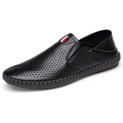 Leren Schoenen Heren Zomer Casual Zachte Zool Heren Zomer Buiten Ademend Hol Zomer Geperforeerde Heren Gaten Schoenen 44 zwart