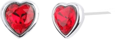 Traveller - Oorbellen Dames - Rood Hart - Swarovski Kristallen - Zilverkleurig - 157262