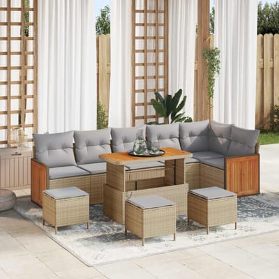 vidaXL - Tuinbank - Set - 10 - st - 10-Aantal - zitplaatsen - Beige - en - Lichtgrijs