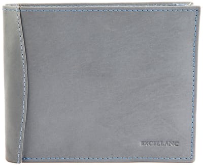 Excellanc leren heren portemonee Grijs Blauw