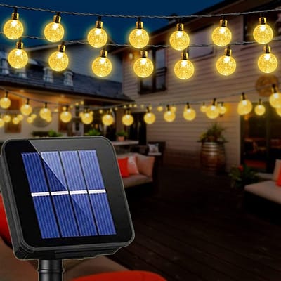 Rosnek Solar Lichtsnoer Buiten - 5m 20 LED Warm Wit - 1.2V - 2 Lichtmodi met Geheugen - IP65 - 3 m Verlicht met 2 m Snoer - Tuinverlichting Voor Tuin, Feest & Kerst