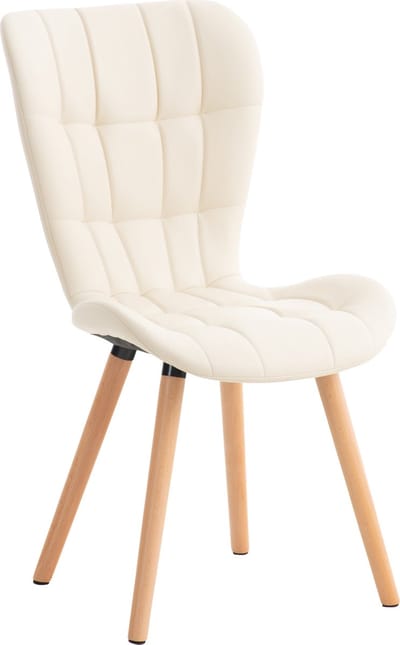 CLP Elda Eetkamerstoel - Zonder armleuning - Hout - Kunstleer - creme