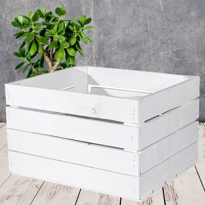 3x Houten Sierkisten Wit - Rustieke Opbergkisten voor Wijn, Fruit of Decoratie 50x40x30cm