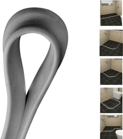 natte kamer badkamer vloer afdichting scherm deur afdichting strip douche Dam voorkomt overloop van water |Waterdichte zelfklevende en buigbare waterdichte strip voor natte en droge scheiding (grijs, 150cm)