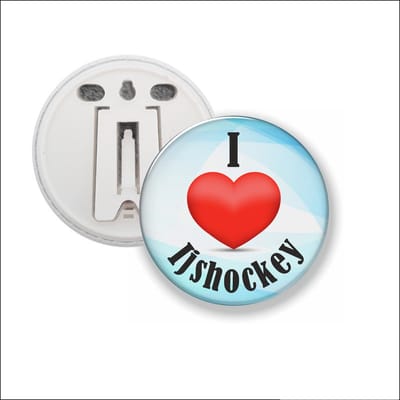 Button Met Clip 58 MM - I Love Ijshockey