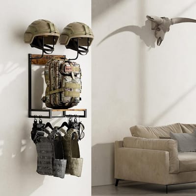 Wandgemonteerde motorhelmhouder - helmrek standaard voor opslag en display - organizer voor motorhelm en accessoires