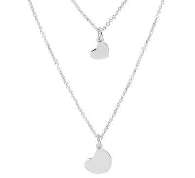 YO&NO - Ketting - Zilver - Anker - Hartjes - 1,2 mm -  42 + 3 cm - Sieraden vrouw - Gerhodineerd - Zilver 925