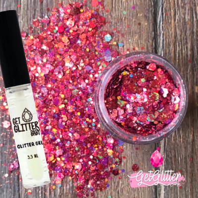GetGlitterBaby® - Biologische / Biologisch afbreekbare Oud Roze Chunky Festival Glitters voor Lichaam en Gezicht Jewels / Biodegradable Face Body Glittergel - Rood / Roze en Glitter Gel HuidLijm