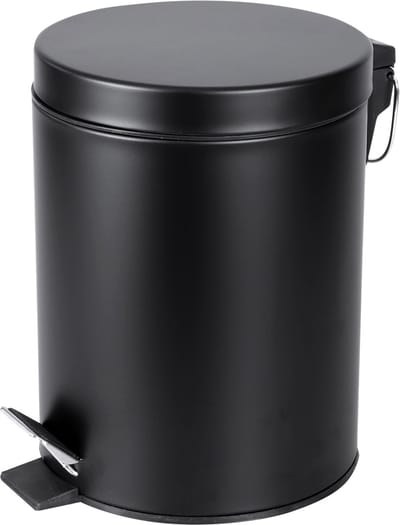Differnz Pedaalemmer Mat Zwart â€“ Prullenbak Badkamer â€“ Afvalbakje â€“ 5 liter