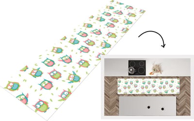 Keukenloper - Loper keuken - Uilen - Patronen - Kinderen - 200x50 cm - Keukenloper vinyl