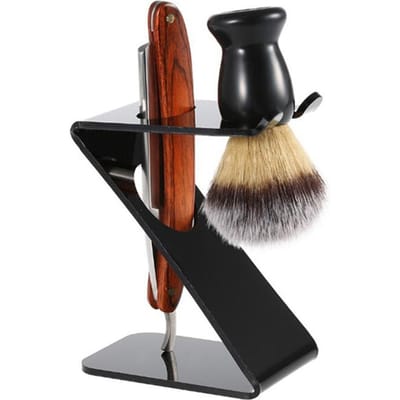Support de Rasage Acrylique Noir Support d'Outils pour le Rasage de Barbe pour Hommes Support de Brosse de Toilettage de Barbe pour la Maison le Salon black