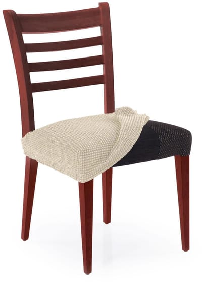 Eetkamerstoelovertrek zonder rugleuning, 2 stuks, model Nove, zeer elastische stoelhoes, beige, kwaliteitsbescherming, jacquardweefsel, katoengevoel