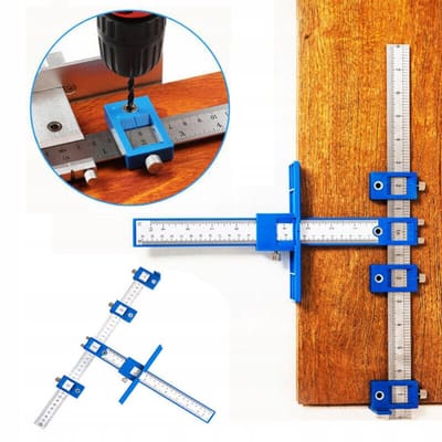Multifunctioneel houtbewerkingshulpstuk - Hulpstuk houtbewerking - Handvatponszoeker - Zoeker + Opbergtas / Gat 5 mm / 410 * 300 cm - Blauw