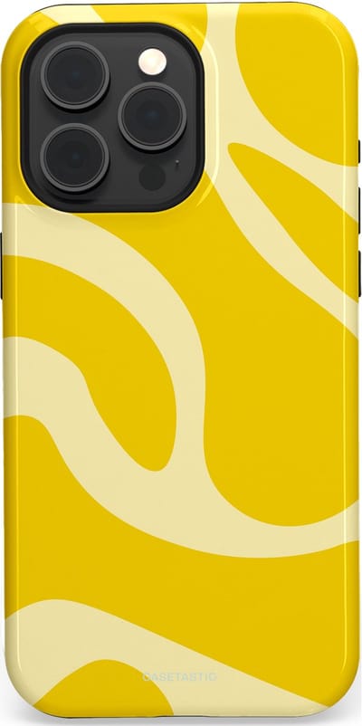 Casetastic Hoesje Geschikt voor Apple iPhone 15 Pro Max Magsafe - Stijlvolle Beschermende Duo-layer Case - Citroen Gele Zonnestraal