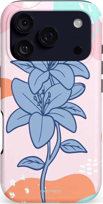 Casetastic hoesje geschikt voor Apple iPhone 17 Pro - MagSafe - Dubbellaagse bescherming - Roze Paarse Lelie Bloemen - Fashion Case - Perzik Mintgroen Blauw